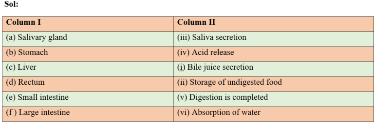 match the column II